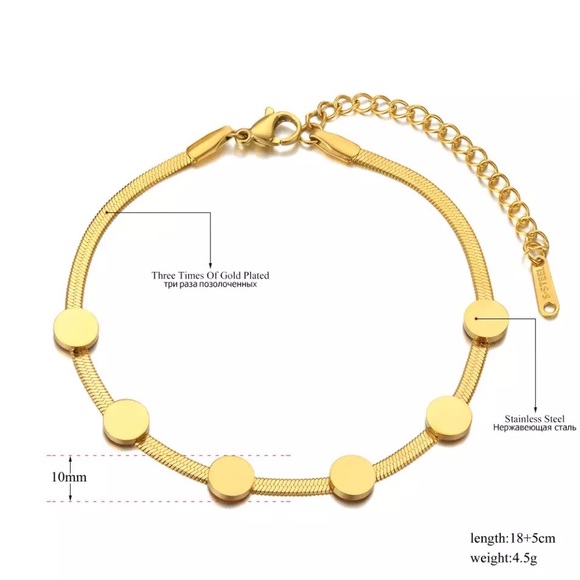 Stainless Steel Geometric Disc Charm Bracelet - Picture 3 of 4